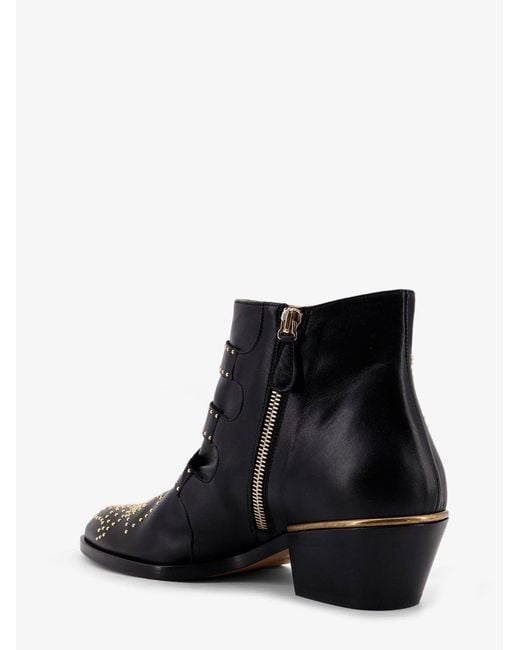 Chloé White Leather Susan Boots With Metal Details
