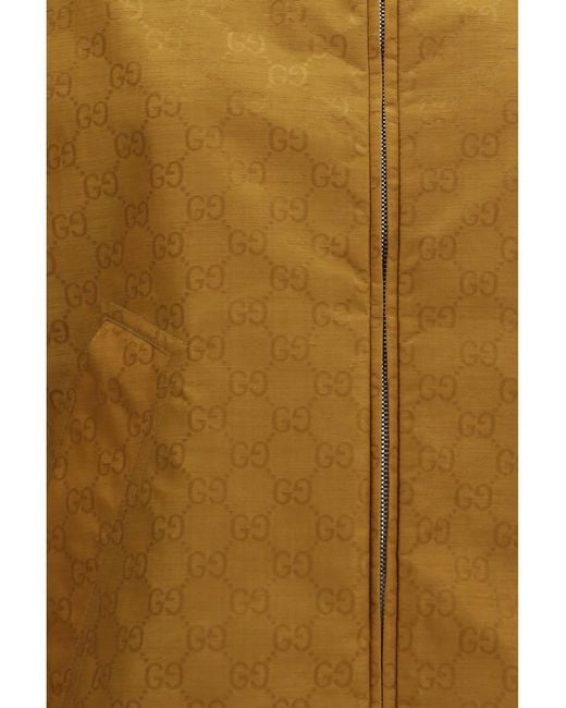 Gucci Natural Short Technical Jacquard Jacket With All-Over Gg Motif