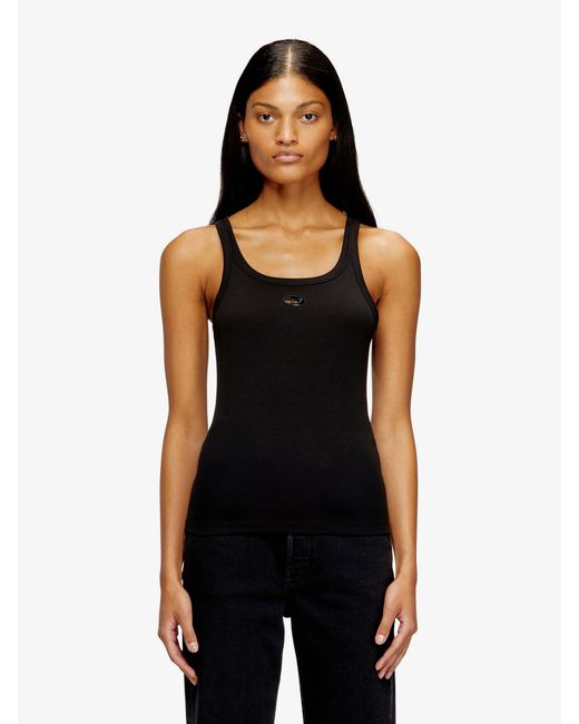 DIESEL Black T-Wife-Od Ribbed Cotton Tank Top