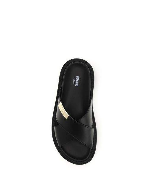 Moschino Black Leather Sandals