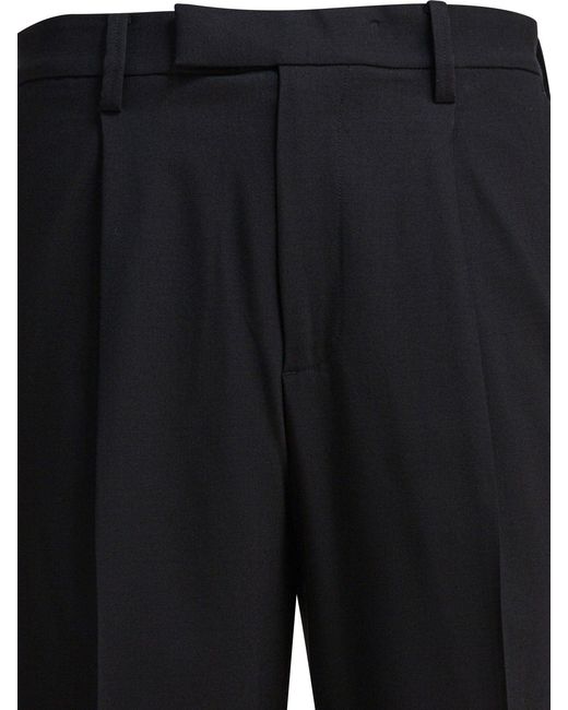Vince Black Pleated "Louie Relaxed" Trousers for men