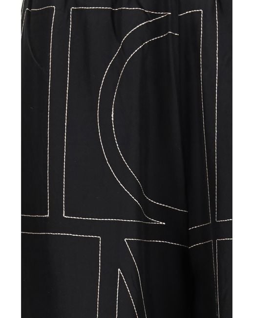 Totême Black Pants Silk Monogram