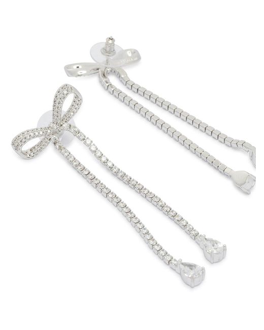 Self-Portrait White Dangling Earrings With Crystals