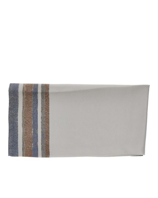 Emporio Armani Gray Silk Scarf With Print