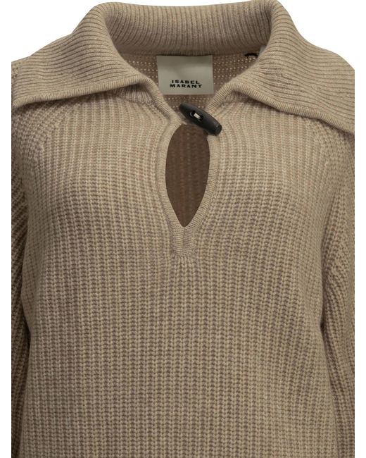 Isabel Marant Natural "Miranda" Polo Sweater