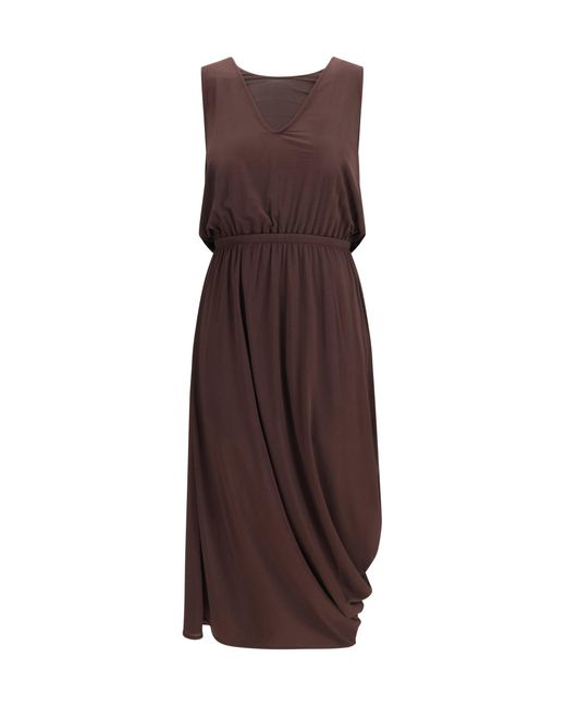 Lemaire Brown Draped Midi Dress
