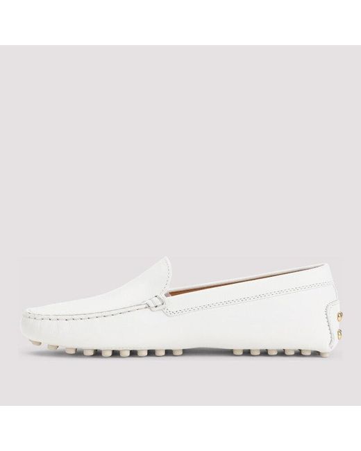 Tod's White "Gommino" Loafers