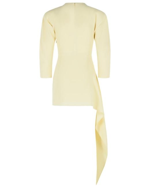ANDAMANE Yellow 'Amanda' Cream Polyester Mini Dress