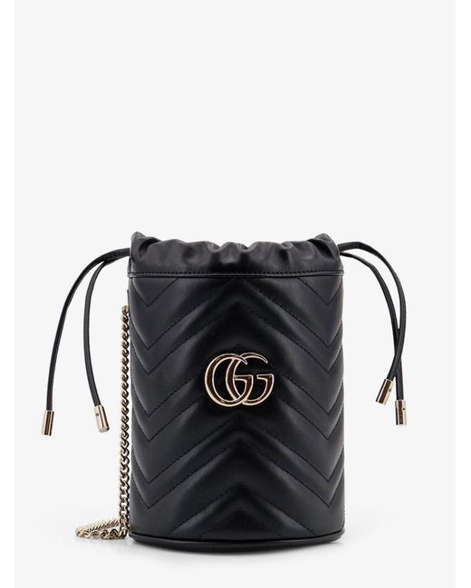 Gucci Black Gg Marmont Matelasse Leather Bucket Bag