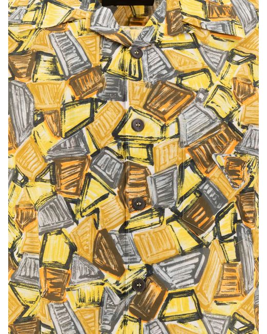 Prada Yellow Short-Sleeved Cotton Shirt for men