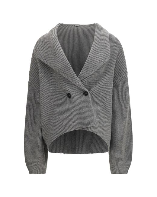 Totême Gray Shawl-Lapel Cardigan