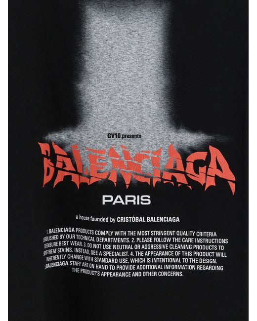 Balenciaga Black The Door Cotton T-Shirt for men