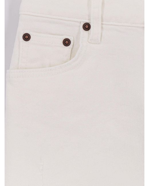 TONYWACK White Cotton Skirt With Rippings Detail