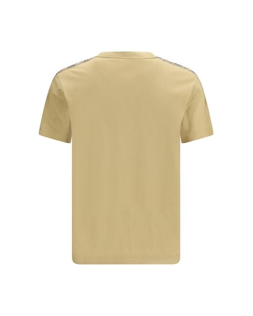 Burberry White T-Shirt With Check Trims for men