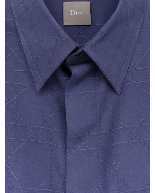 Dior Blue Dior Cannage Silk And Lyocell Shirt for men