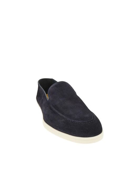 Doucal's Blue Suede Leather Loafers for men