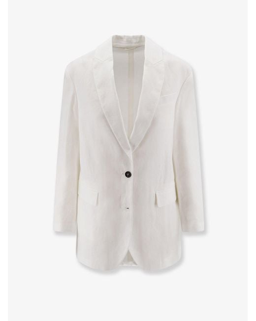 Brunello Cucinelli White Cotton Blazer