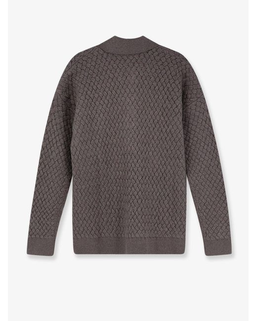 Bottega Veneta Gray Wool Sweater With Intrecciato Motif for men