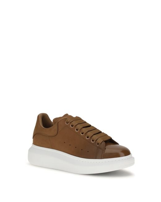McQueen Brown Oversized Leather Sneakers for men