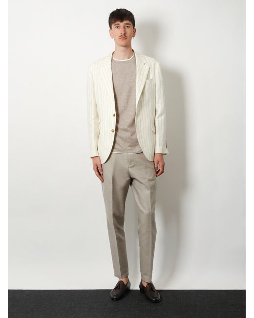Brunello Cucinelli Gray Linen And Cotton T-Shirt for men