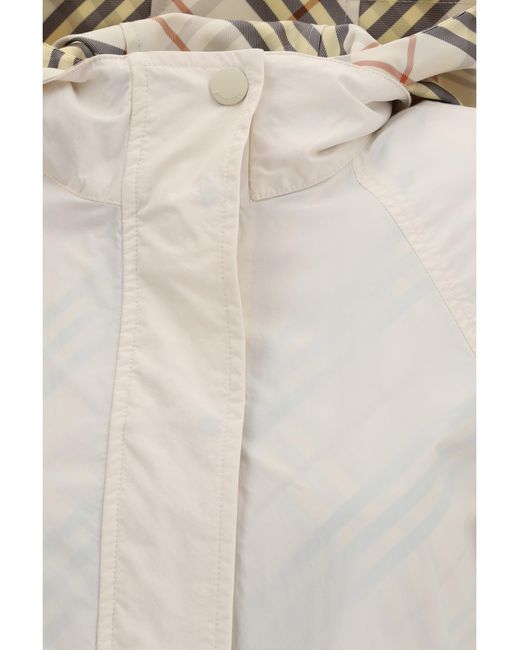 Burberry White Reversible Check Hooded Jacket