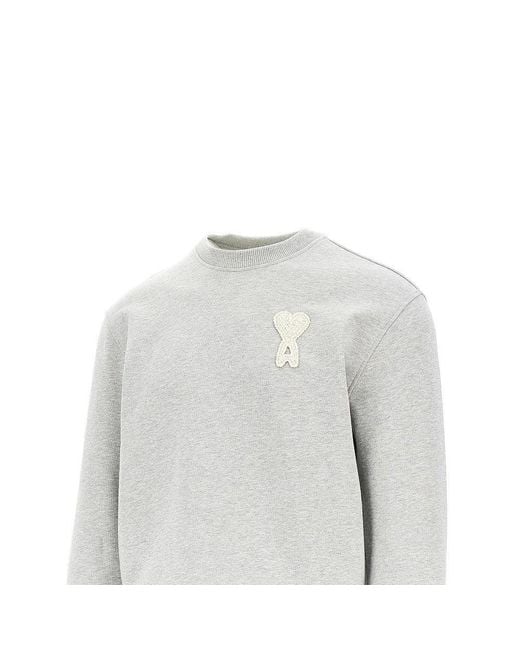 AMI Gray De Coeur Crochet Patch Sweatshirt for men