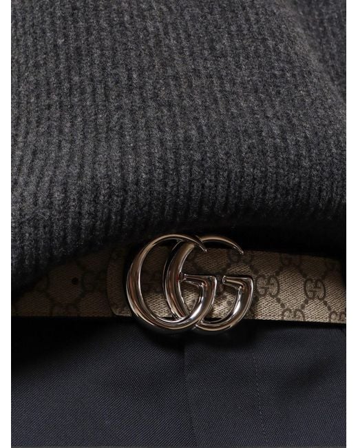 Gucci White Reversible Leather And Supreme Gg Fabric Belt for men