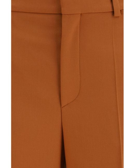 Chloé Brown Pants High-Waisted Flared Cotton