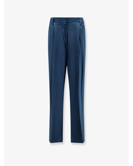 Dries Van Noten Blue Portias Satin Trousers
