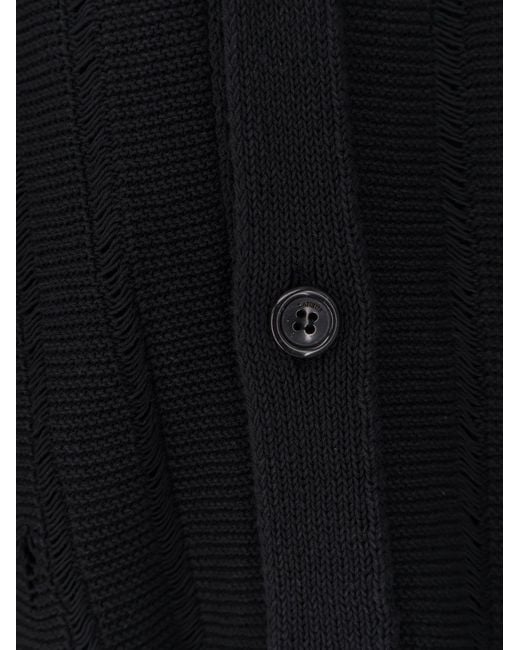 Laneus Blue Cotton Cardigan With Destroyed Effect for men