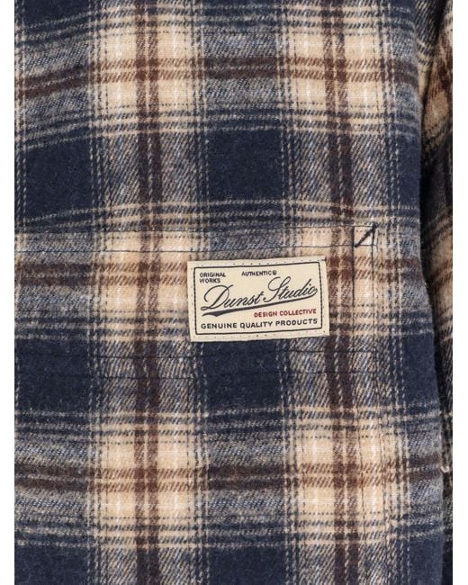 DUNST Blue Flannel Jacket Madras Pattern