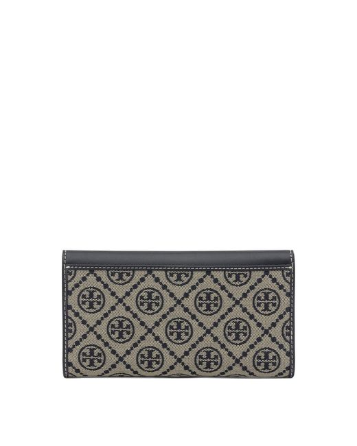 Tory Burch Gray Cotton Polyester Wallet & Card Holder