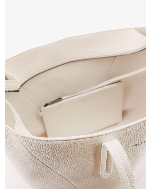 Brunello Cucinelli Natural Bc Duo Hammered Leather Crossbody Bag
