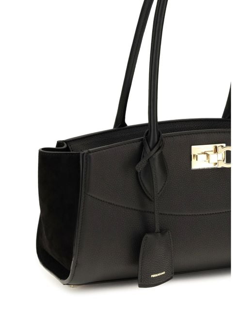 Ferragamo Black Studio Soft East West Shoulder Bag