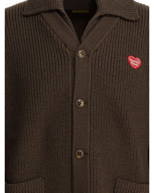 Human Made Brown Wool Cardigan Knitwear for men