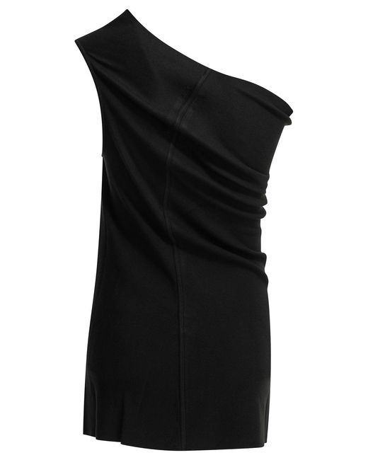 Rick Owens Black "Athena" One-Shoulder Top