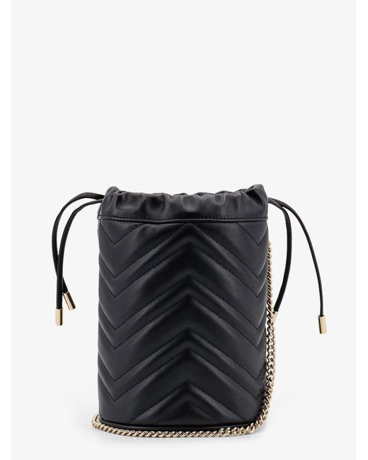 Gucci Black Gg Marmont Matelasse Leather Bucket Bag