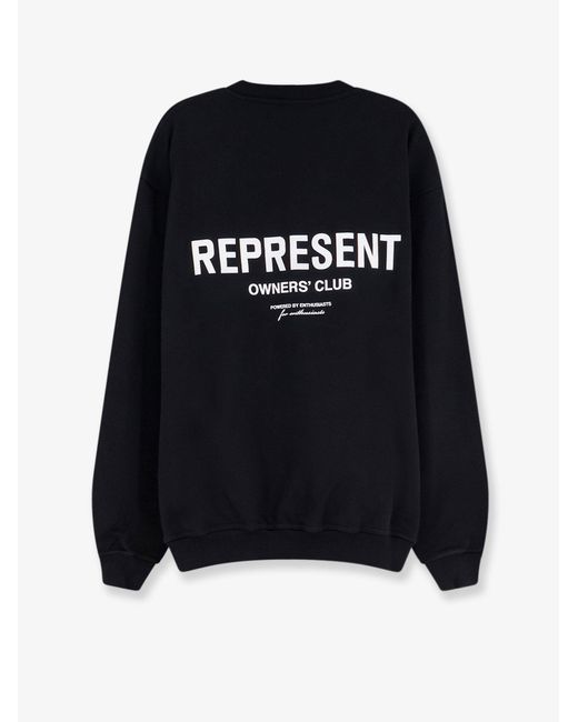 Represent Black Cotton Sweatshirt With Printed Logo On The Front for men