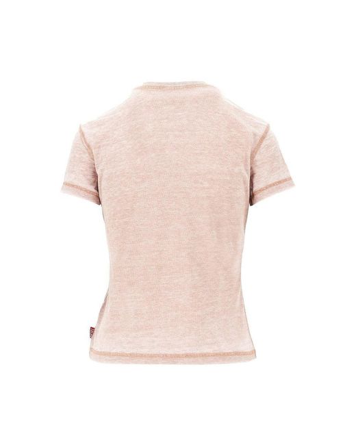 DIESEL Pink Strass-Embellished Burnout-Effect T-Shirt