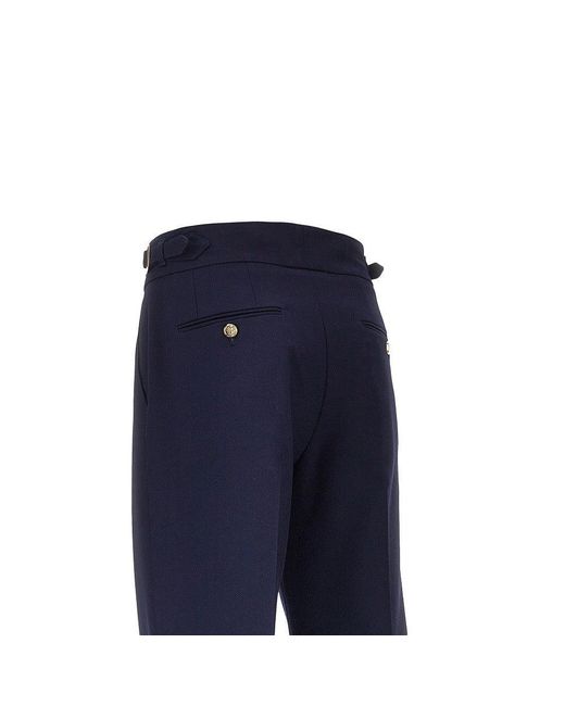 Dolce & Gabbana Blue Dolce&Gabbana Wool Pants With Waist Straps for men