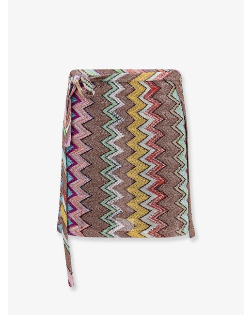 Missoni White Lurex Skirt With Iconic Motif