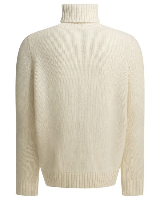 Altum White Cashmere Turtleneck Sweater for men