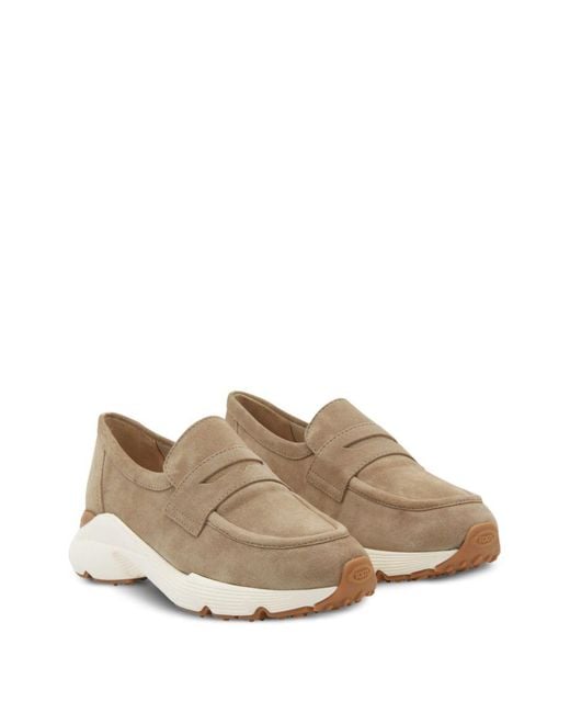 Tod's Natural "Sport Run" Suede Loafers