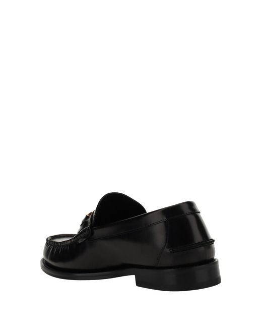Versace Black Leather Loafers for men