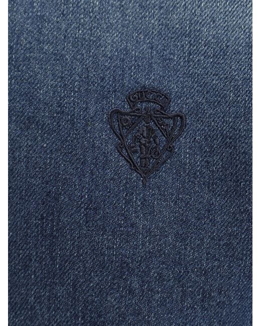 Gucci Blue Denim Shirt With Embroidery