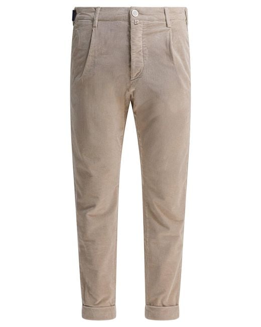 Jacob Cohen Natural Pleated Trousers for men