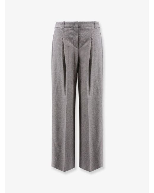 Boss Gray Melange Wool Blend Trousers