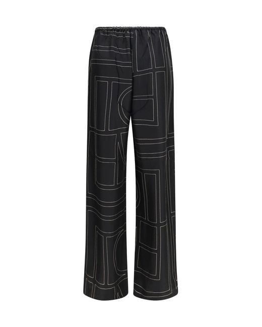 Totême Black Pants Silk Monogram