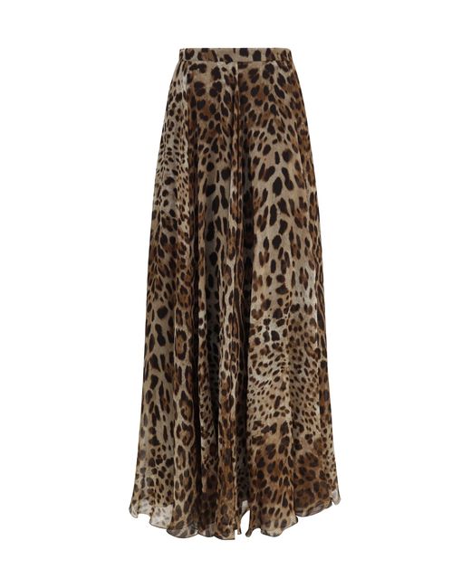 Dolce & Gabbana Natural Dolce & Gabbana Leopard-Print Chiffon Skirt