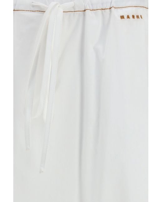 Marni White Draping Wide-Leg Pants